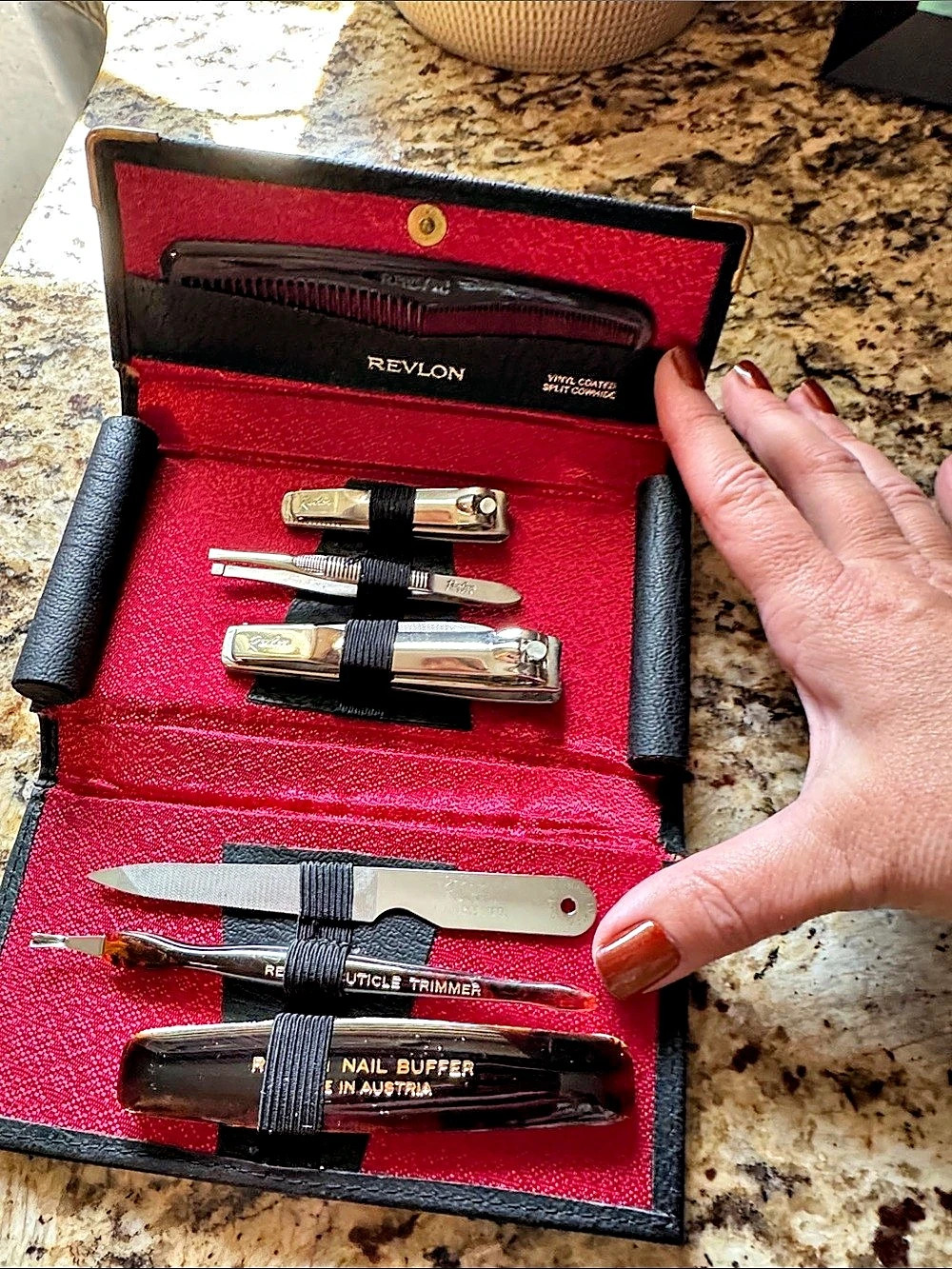 Vintage Revlon Manicure Set Black & Red